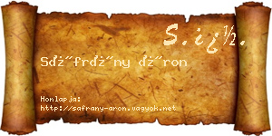 Sáfrány Áron névjegykártya
