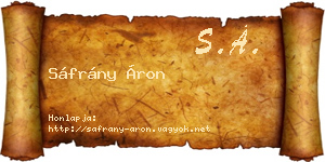 Sáfrány Áron névjegykártya